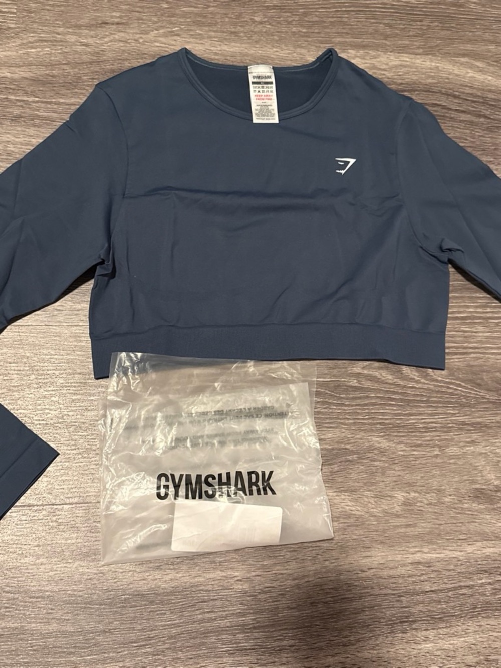 Gymshark Navy Blue Long-Sleeve Crop Top